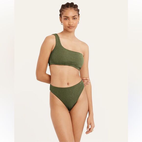 J Crew Textured Curved Waist Cheeky Bikini Bottom BC050 S - Picture 8 of 8